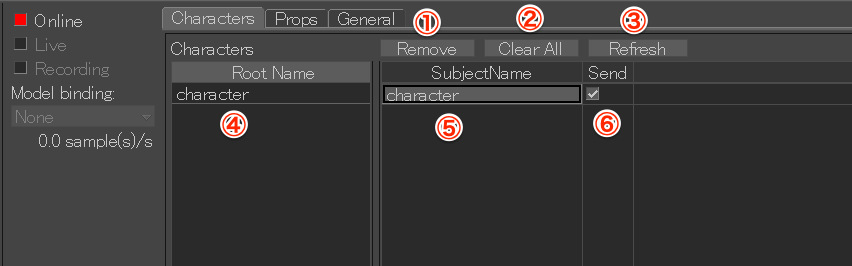 Character 画面説明
